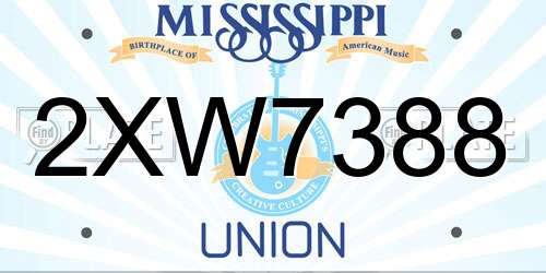 2XW7388 Mississippi License Plate
