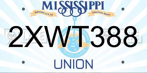 2XWT388 Mississippi License Plate