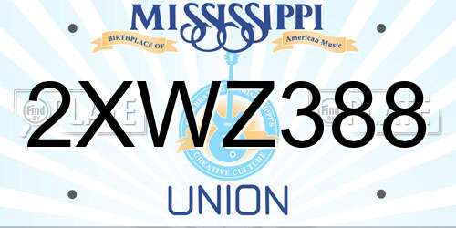 2XWZ388 Mississippi License Plate