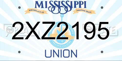 2XZ2195 Mississippi License Plate