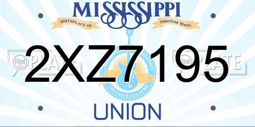 2XZ7195 Mississippi License Plate