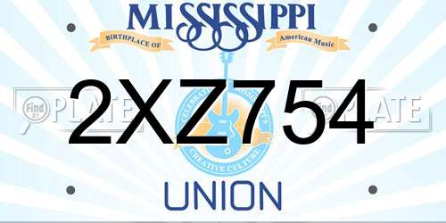 2XZ754 Mississippi License Plate