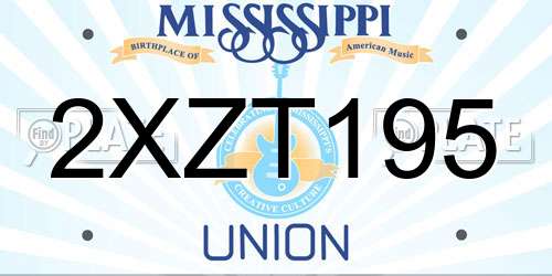 2XZT195 Mississippi License Plate