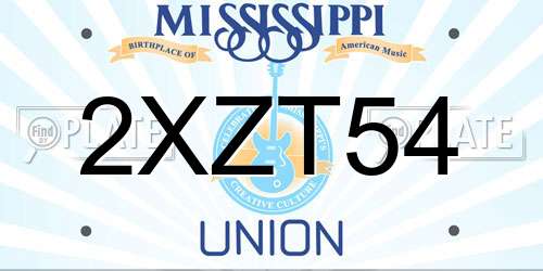 2XZT54 Mississippi License Plate