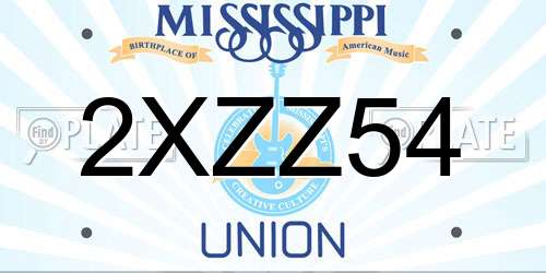 2XZZ54 Mississippi License Plate