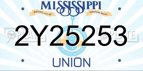 2Y25253 Mississippi License Plate