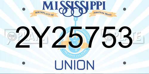 2Y25753 Mississippi License Plate