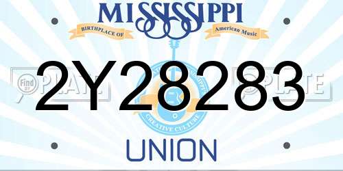 2Y28283 Mississippi License Plate