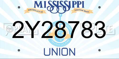 2Y28783 Mississippi License Plate
