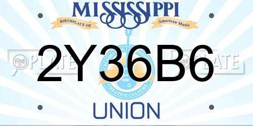 2Y36B6 Mississippi License Plate