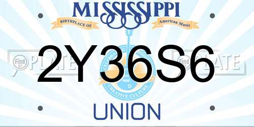 2Y36S6 Mississippi License Plate
