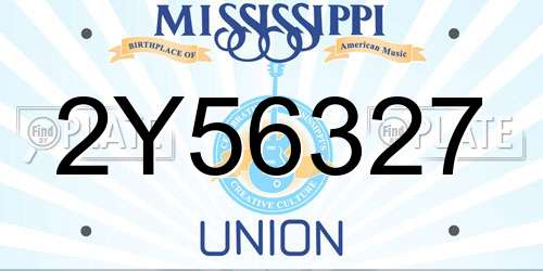 2Y56327 Mississippi License Plate