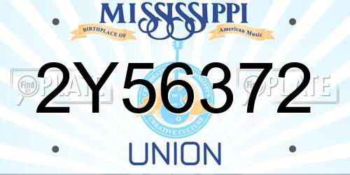 2Y56372 Mississippi License Plate
