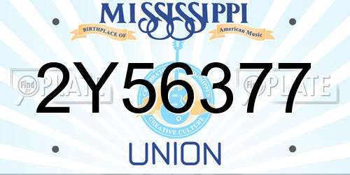 2Y56377 Mississippi License Plate