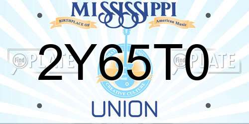 2Y65T0 Mississippi License Plate