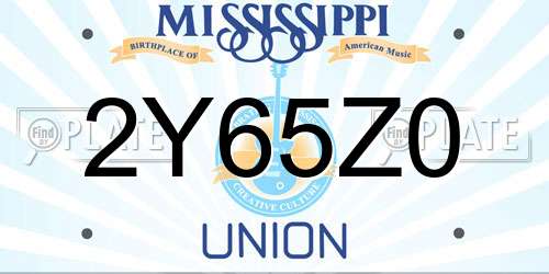 2Y65Z0 Mississippi License Plate