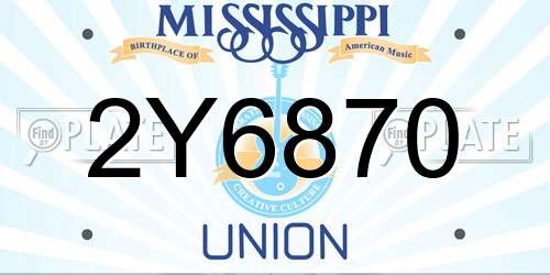2Y6870 Mississippi License Plate