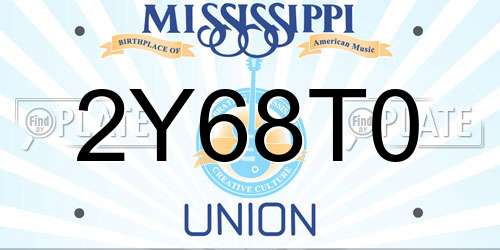 2Y68T0 Mississippi License Plate