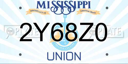 2Y68Z0 Mississippi License Plate