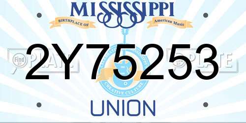 2Y75253 Mississippi License Plate