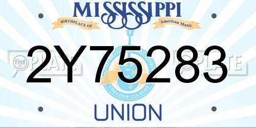 2Y75283 Mississippi License Plate