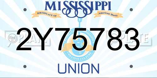 2Y75783 Mississippi License Plate