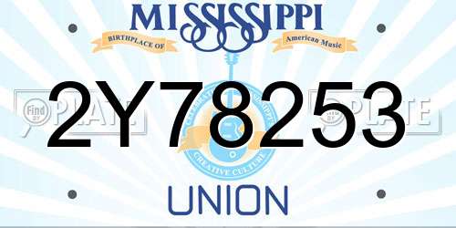 2Y78253 Mississippi License Plate