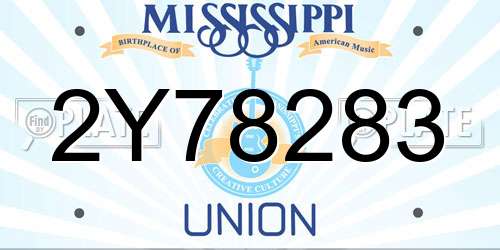 2Y78283 Mississippi License Plate