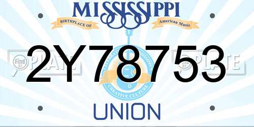 2Y78753 Mississippi License Plate