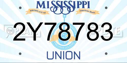 2Y78783 Mississippi License Plate
