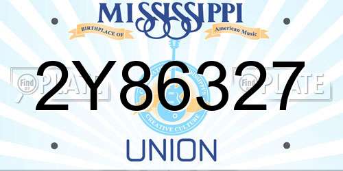 2Y86327 Mississippi License Plate