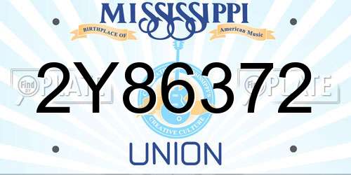 2Y86372 Mississippi License Plate