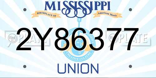 2Y86377 Mississippi License Plate