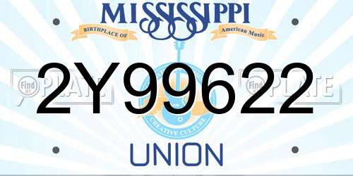 2Y99622 Mississippi License Plate