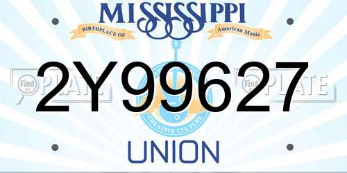 2Y99627 Mississippi License Plate
