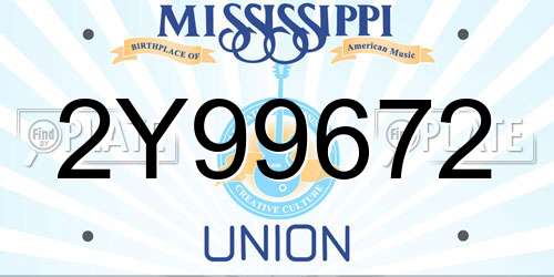 2Y99672 Mississippi License Plate