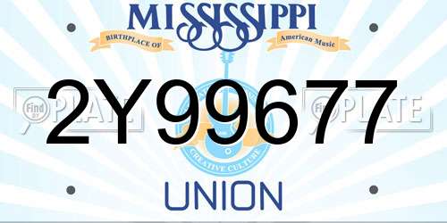 2Y99677 Mississippi License Plate