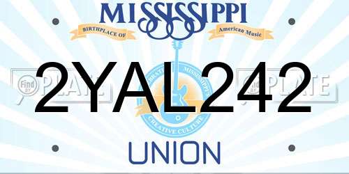 2YAL242 Mississippi License Plate