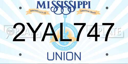 2YAL747 Mississippi License Plate