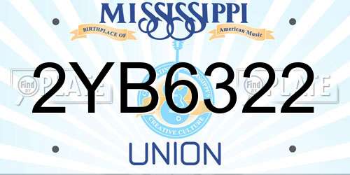 2YB6322 Mississippi License Plate