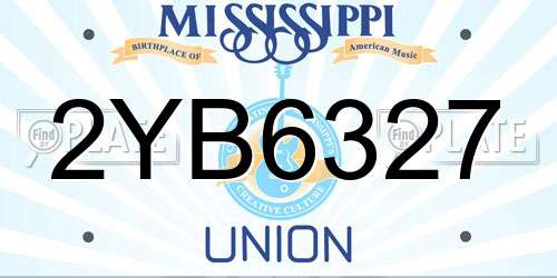 2YB6327 Mississippi License Plate