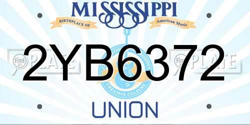 2YB6372 Mississippi License Plate