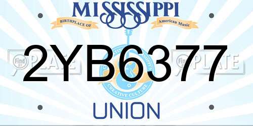 2YB6377 Mississippi License Plate