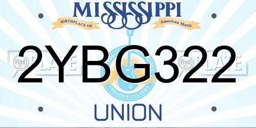 2YBG322 Mississippi License Plate