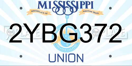 2YBG372 Mississippi License Plate