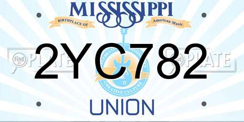 2YC782 Mississippi License Plate