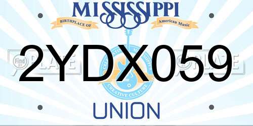 2YDX059 Mississippi License Plate
