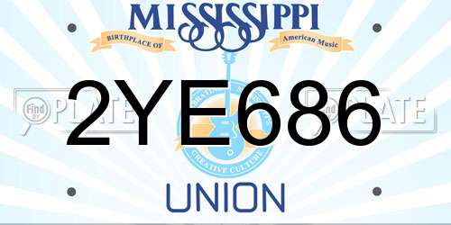 2YE686 Mississippi License Plate