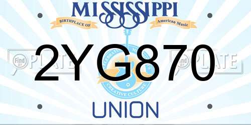 2YG870 Mississippi License Plate