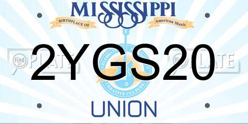 2YGS20 Mississippi License Plate